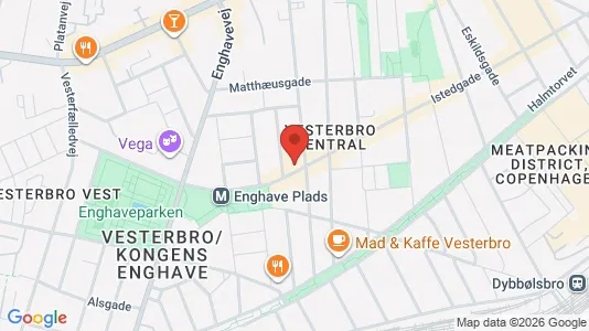 Andelsboliger til salg i Vesterbro - kort over placeringen