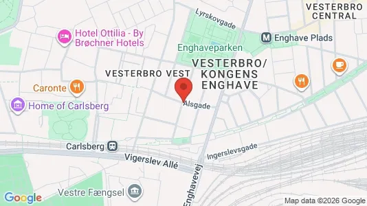 Andelsboliger til salg i Vesterbro - kort over placeringen