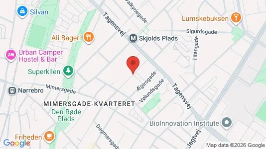 Andelsboliger til salg i Nørrebro - kort over placeringen