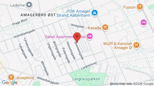Andelsboliger til salg i København S - kort over placeringen