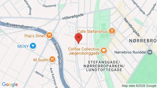 Andelsboliger til salg i Nørrebro - kort over placeringen
