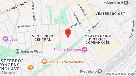 Andelsboliger til salg i Vesterbro - kort over placeringen