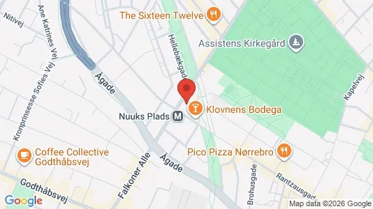 Andelsboliger til salg i Nørrebro - kort over placeringen