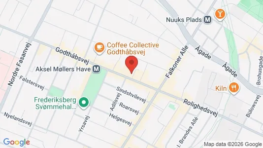 Andelsboliger til salg i Frederiksberg - kort over placeringen