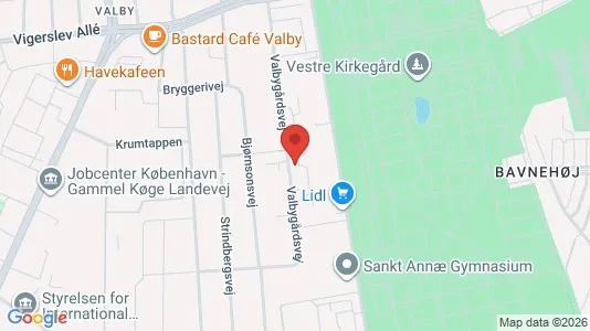 Andelsboliger til salg i Valby - kort over placeringen