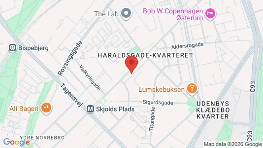 Andelsboliger til salg i Nørrebro - kort over placeringen