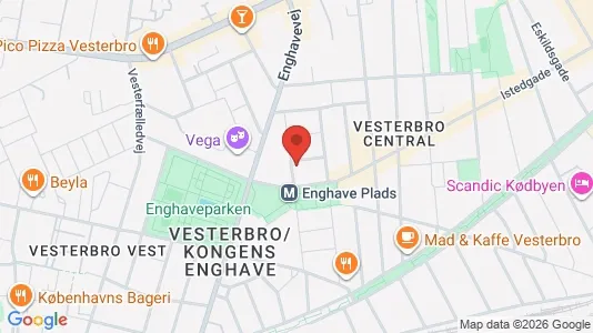 Andelsboliger til salg i Vesterbro - kort over placeringen