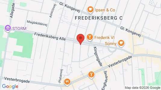 Andelsboliger til salg i Frederiksberg C - kort over placeringen