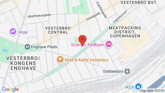 Andelsboliger til salg i Vesterbro - kort over placeringen