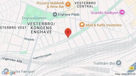 Andelsboliger til salg i Vesterbro - kort over placeringen