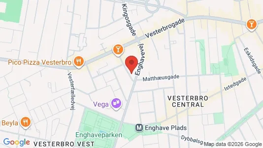 Andelsboliger til salg i Vesterbro - kort over placeringen