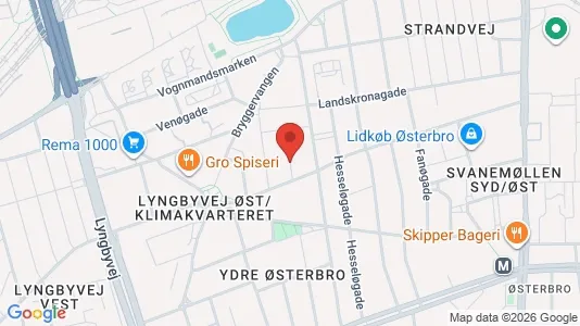 Andelsboliger til salg i Østerbro - kort over placeringen