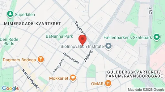 Andelsboliger til salg i Nørrebro - kort over placeringen