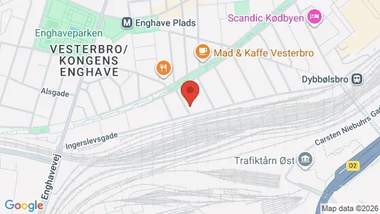 Andelsboliger til salg i Vesterbro - kort over placeringen