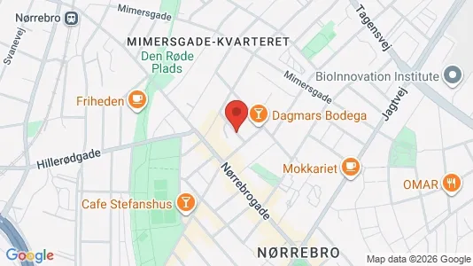 Andelsboliger til salg i Nørrebro - kort over placeringen
