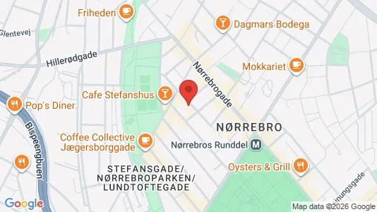Andelsboliger til salg i Nørrebro - kort over placeringen