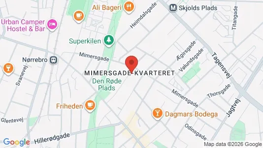 Andelsboliger til salg i Nørrebro - kort over placeringen