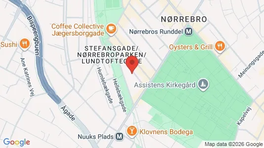 Andelsboliger til salg i Nørrebro - kort over placeringen