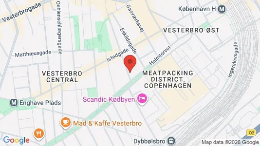 Andelsboliger til salg i Vesterbro - kort over placeringen