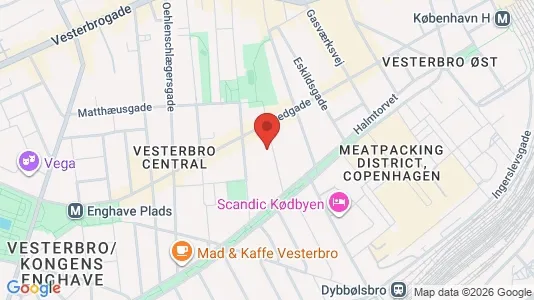 Andelsboliger til salg i Vesterbro - kort over placeringen