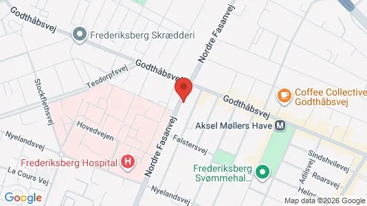 Andelsboliger til salg i Frederiksberg - kort over placeringen