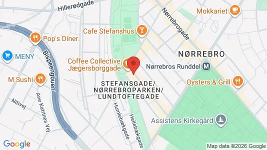 Andelsboliger til salg i Nørrebro - kort over placeringen