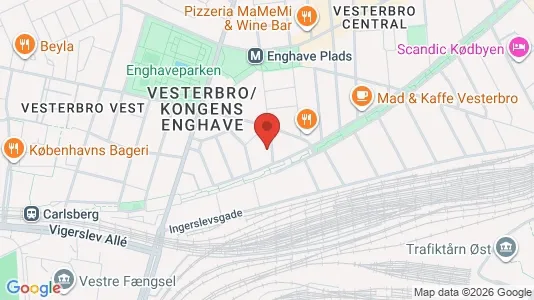 Andelsboliger til salg i Vesterbro - kort over placeringen