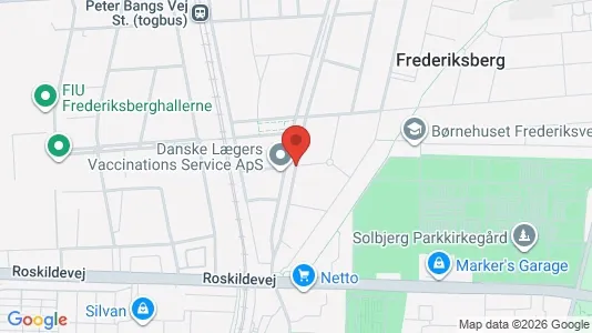 Andelsboliger til salg i Frederiksberg - kort over placeringen