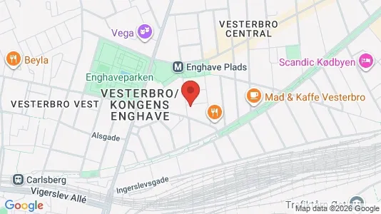 Andelsboliger til salg i Vesterbro - kort over placeringen