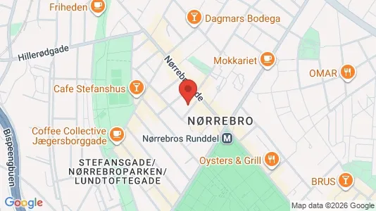Andelsboliger til salg i Nørrebro - kort over placeringen