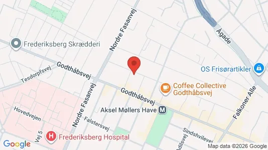 Andelsboliger til salg i Frederiksberg - kort over placeringen