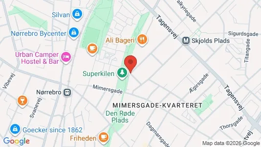 Andelsboliger til salg i Nørrebro - kort over placeringen
