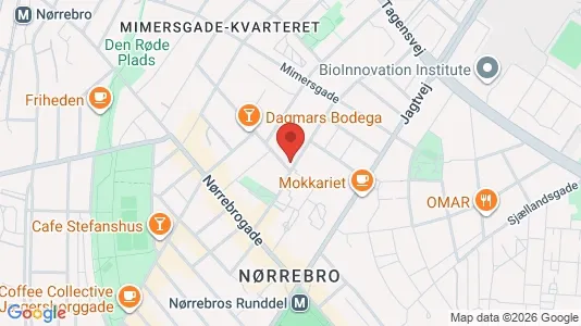 Andelsboliger til salg i Nørrebro - kort over placeringen