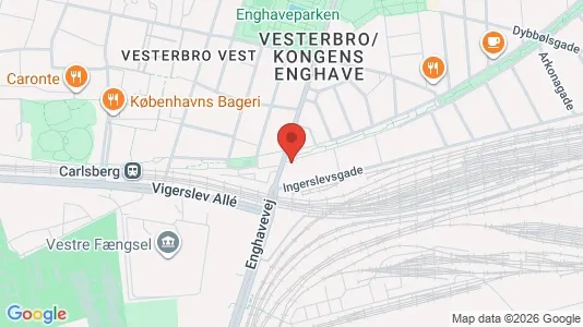 Andelsboliger til salg i Vesterbro - kort over placeringen