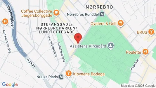 Andelsboliger til salg i Nørrebro - kort over placeringen