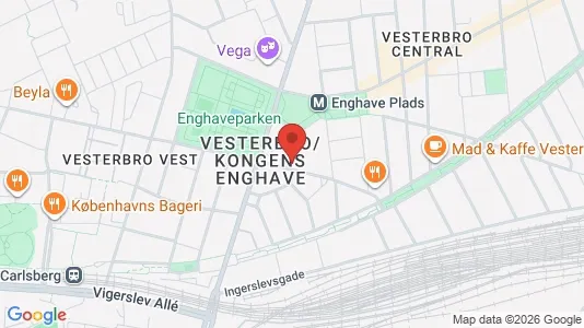 Andelsboliger til salg i Vesterbro - kort over placeringen