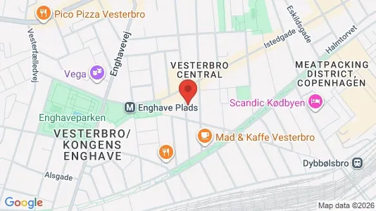 Andelsboliger til salg i Vesterbro - kort over placeringen