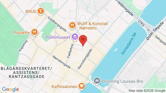 Andelsboliger til salg i Nørrebro - kort over placeringen