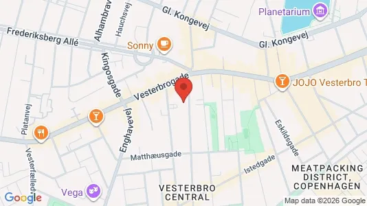 Andelsboliger til salg i Vesterbro - kort over placeringen