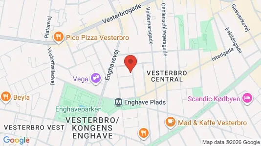 Andelsboliger til salg i Vesterbro - kort over placeringen