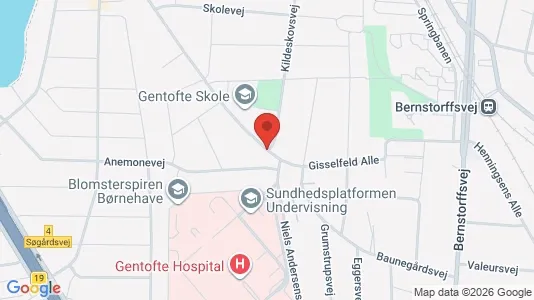 Andelsboliger til salg i Gentofte - kort over placeringen