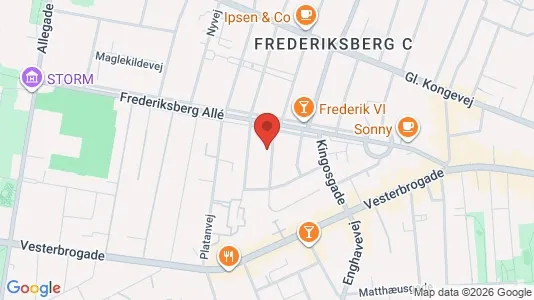 Andelsboliger til salg i Frederiksberg C - kort over placeringen