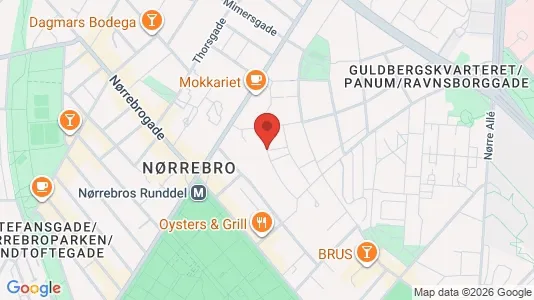 Andelsboliger til salg i Nørrebro - kort over placeringen