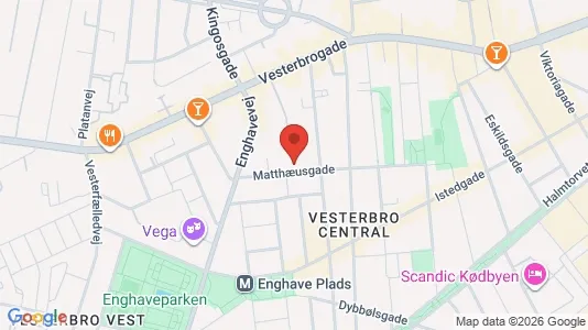 Andelsboliger til salg i Vesterbro - kort over placeringen