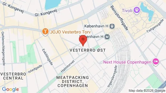 Andelsboliger til salg i Vesterbro - kort over placeringen