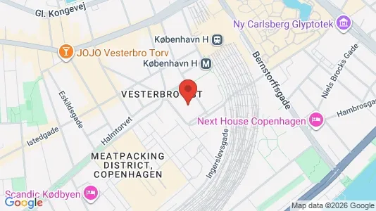 Andelsboliger til salg i Vesterbro - kort over placeringen