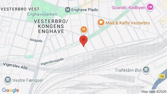 Andelsboliger til salg i Vesterbro - kort over placeringen