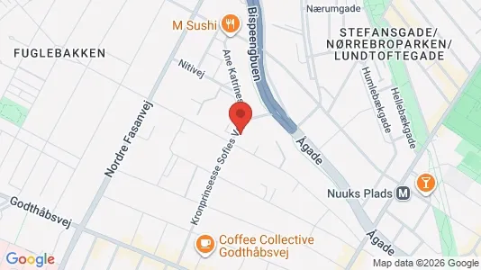 Andelsboliger til salg i Frederiksberg - kort over placeringen