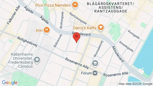 Andelsboliger til salg i Frederiksberg C - kort over placeringen