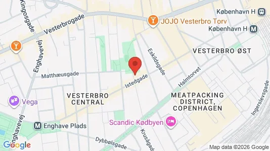 Andelsboliger til salg i Vesterbro - kort over placeringen